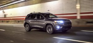 2021 Jeep Cherokee driving in a tunnel.